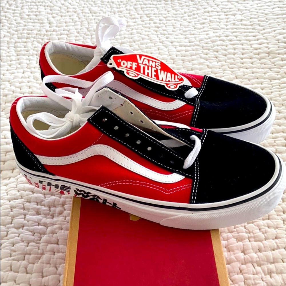 Vans Black and Red Old Skool Sneakers